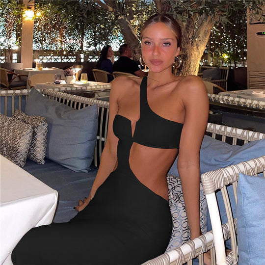 Damen Off-Shoulder Abendkleid mit asymmetrischer Ausschnitt R&B