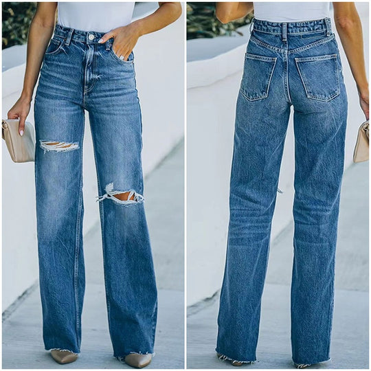 Damen Flared Jeans mit stylischen Rissdetails R&B