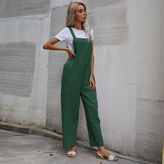 Damen Lässiger Jumpsuit mit praktischen Taschen und verstellbaren Trägern R&B