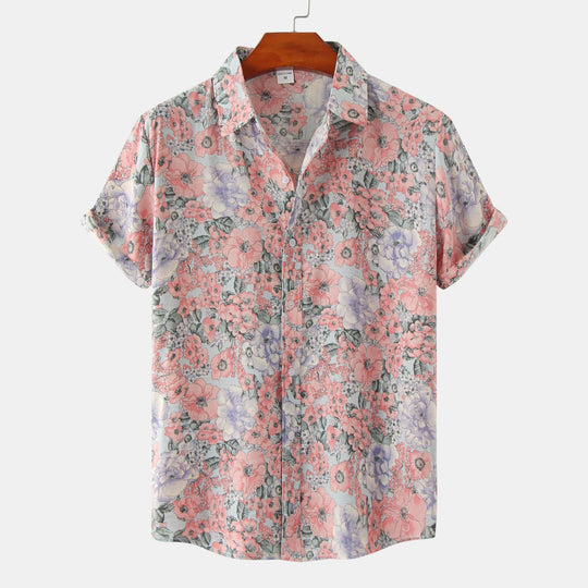 R&B | Floral kurzärmeliges Blumenhemd Männer
