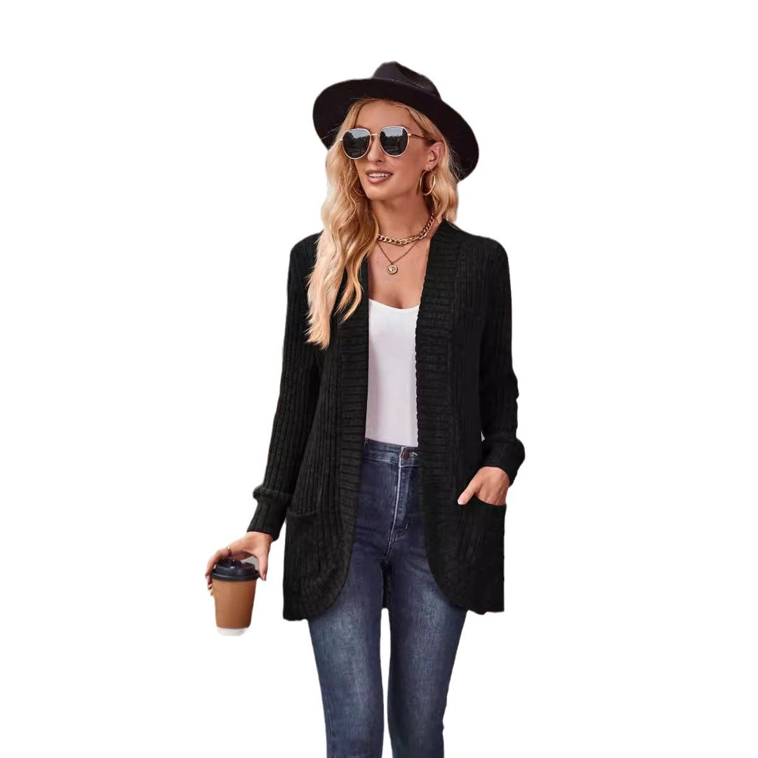 Damen Luxuriöse Strickjacke mit langen Ärmeln R&B