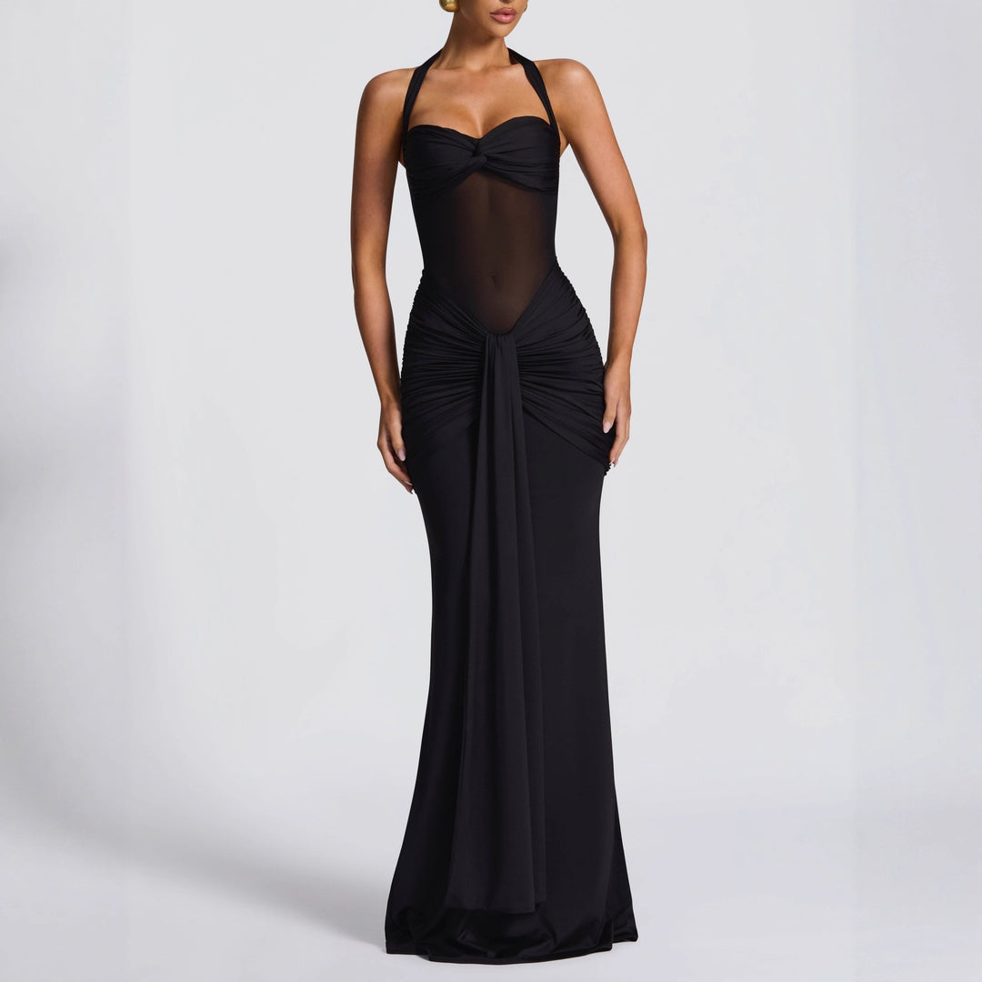 Damen Elegantes Maxikleid mit Raffhalterung und figurformenden Details R&B