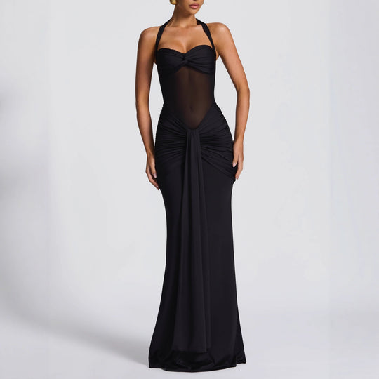 Damen Elegantes Maxikleid mit Raffhalterung und figurformenden Details R&B