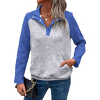 Damen modischer Stehkragen-Pullover mit strukturierter Oberfläche R&B