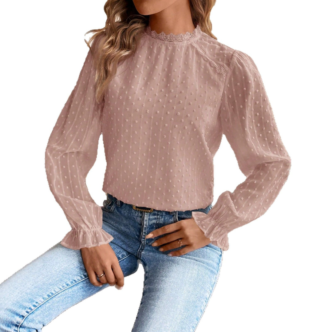 Damen Elegante Spitzenbluse mit romantischen Details und Rüschenelementen R&B