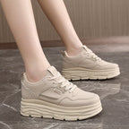Damen modische Plateau-Sneaker mit dämpfendem Sohlenprofil und strukturiertem Obermaterial R&B