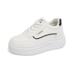 Damen modische Plateau Sneakers mit glattem Obermaterial und elastischen Schnürsenkeln R&B