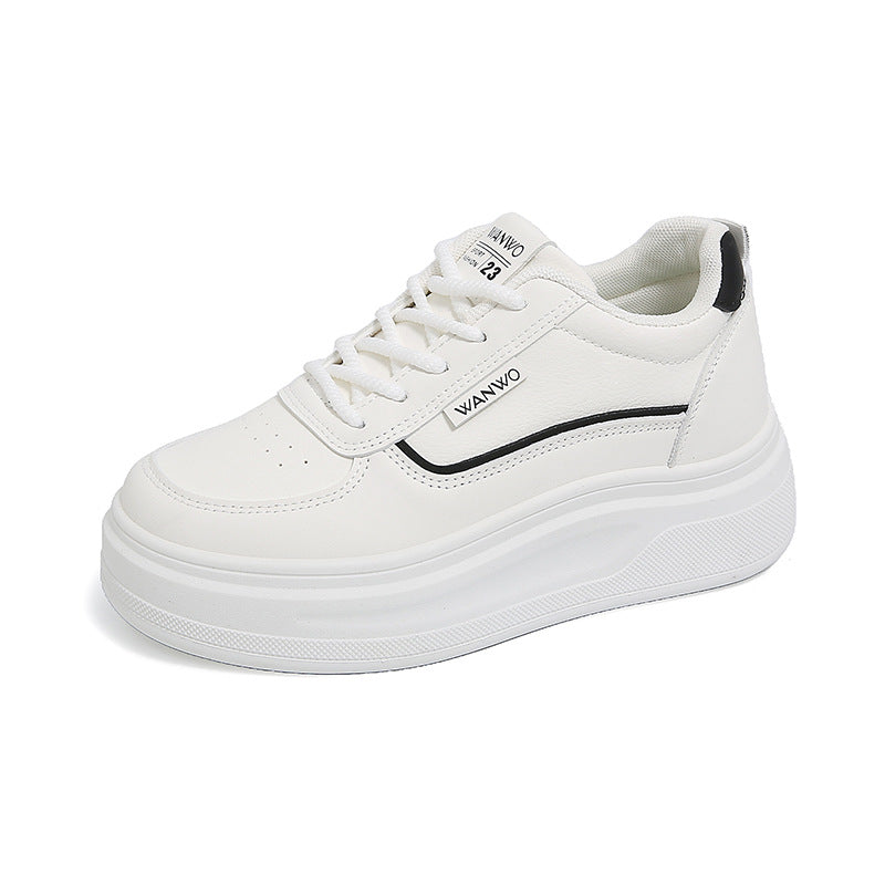 Damen modische Plateau Sneakers mit glattem Obermaterial und elastischen Schnürsenkeln R&B