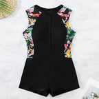 Damen Surfsuit mit floralem Muster und praktischem Reißverschluss
