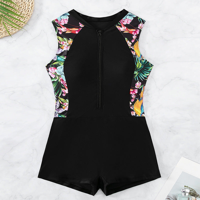 Damen Surfsuit mit floralem Muster und praktischem Reißverschluss