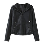 Damen Kunstlederjacke mit praktischer Kapuze und seitlichen Reißverschlusstaschen R&B