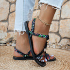 Damen dekorative Riemchensandalen mit floralem Design R&B