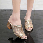 Damen Glamouröse Mules mit funkelndem Glitzer und elegantem Design R&B