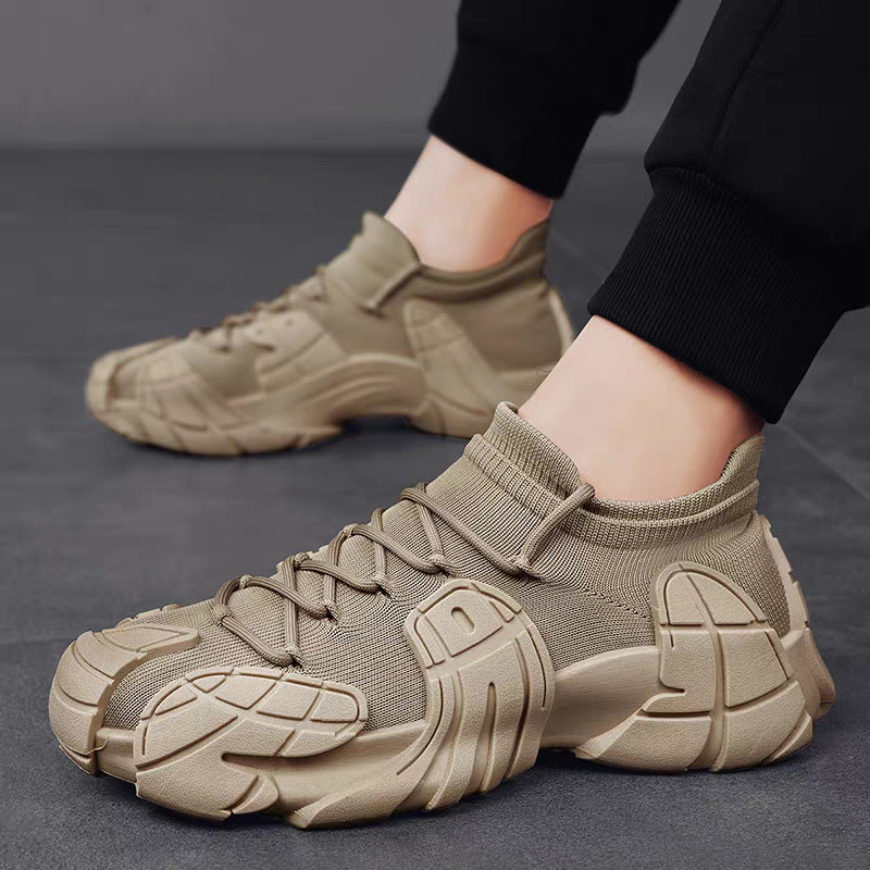 Damen Designer Sneaker mit hohem Kragen und textilförmiger Struktur R&B