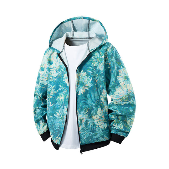 Damen leichte Windbreaker-Jacke mit farbenfrohem Muster und atmungsaktiven Eigenschaften R&B
