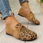 Damen Mokassins mit modischem Leopardenmuster und eleganter Schleifenapplikation R&B