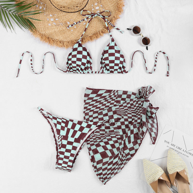 Damen Triangel-Bikini mit hochwertigem Bindeband und modischer Wickelrock-Optik R&B