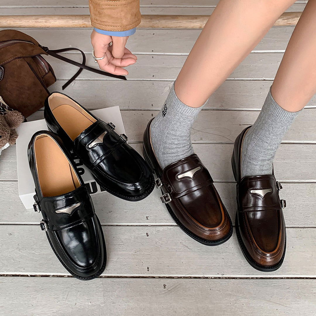 Damen Klassische Mokassins mit eleganter Schnallenakzentgestaltung R&B