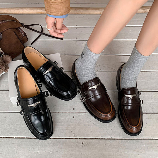 Damen Klassische Mokassins mit eleganter Schnallenakzentgestaltung R&B