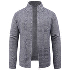 Herren Strickjacke mit strukturierter Oberfläche und hohem Kragen R&B