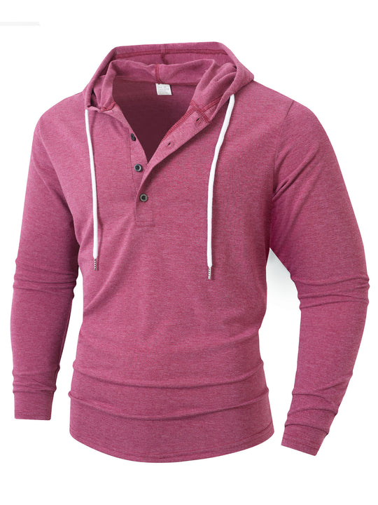 Herren Kapuzenshirt mit modernem Knopfverschluss und atmungsaktivem Stoff R&B