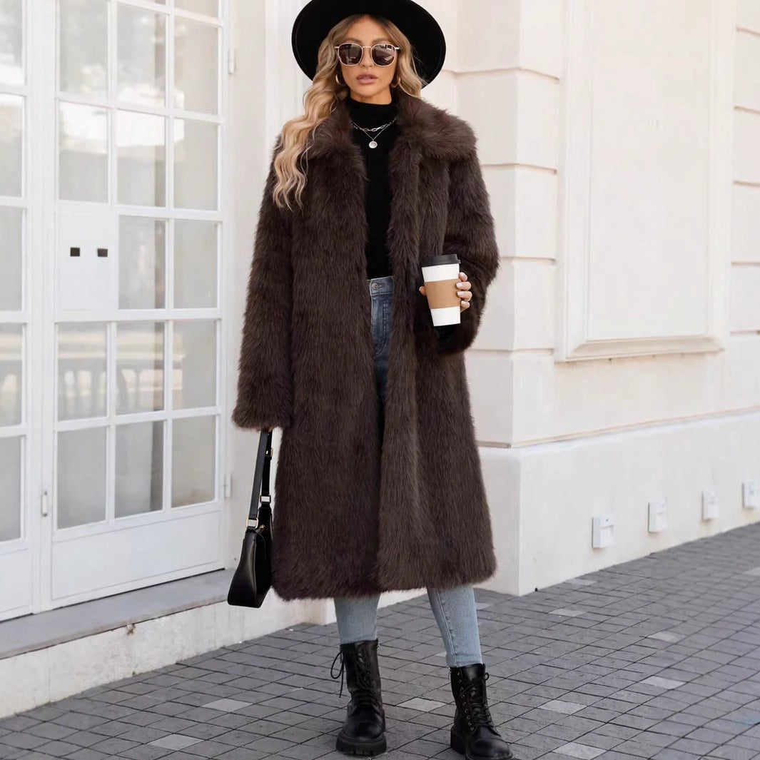 Damen Flauschiger Oversized-Mantel mit modernem Schnitt R&B