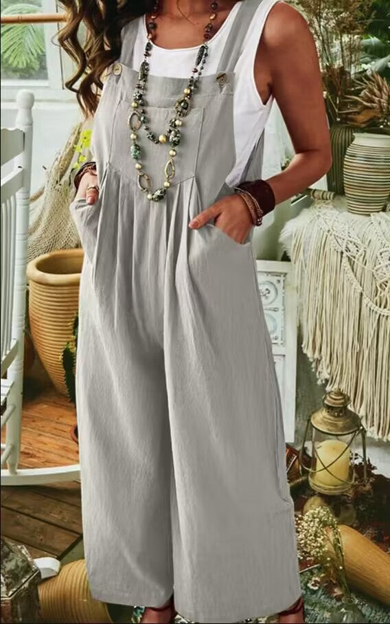 Damen Lässiger Jumpsuit mit praktischem Taschendesign und weiten Beinen R&B