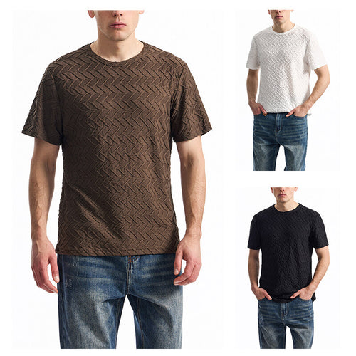 Herren T-Shirt mit strukturiertem Muster und lässiger Passform R&B