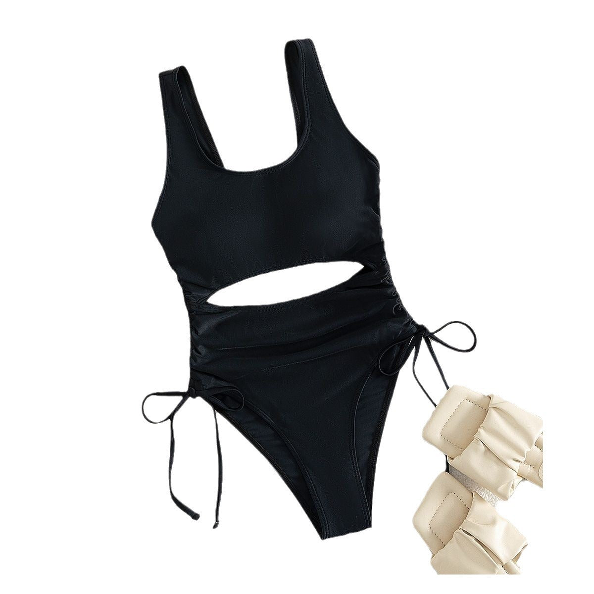 Damen Einteiliger Badeanzug mit raffiniertem Cut-Out und Schnürdetail