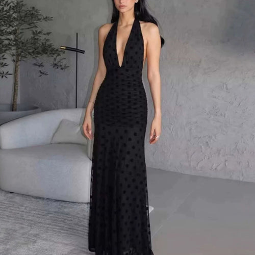 Damen Elegantes Maxikleid mit tiefem V-Ausschnitt und filigranen Rüschen R&B