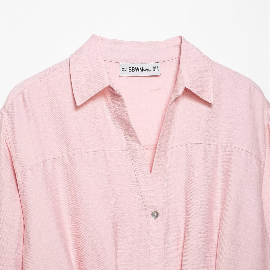 Damen kurzärmlige Bluse mit lässigem Schnitt und stylischem Kragen R&B