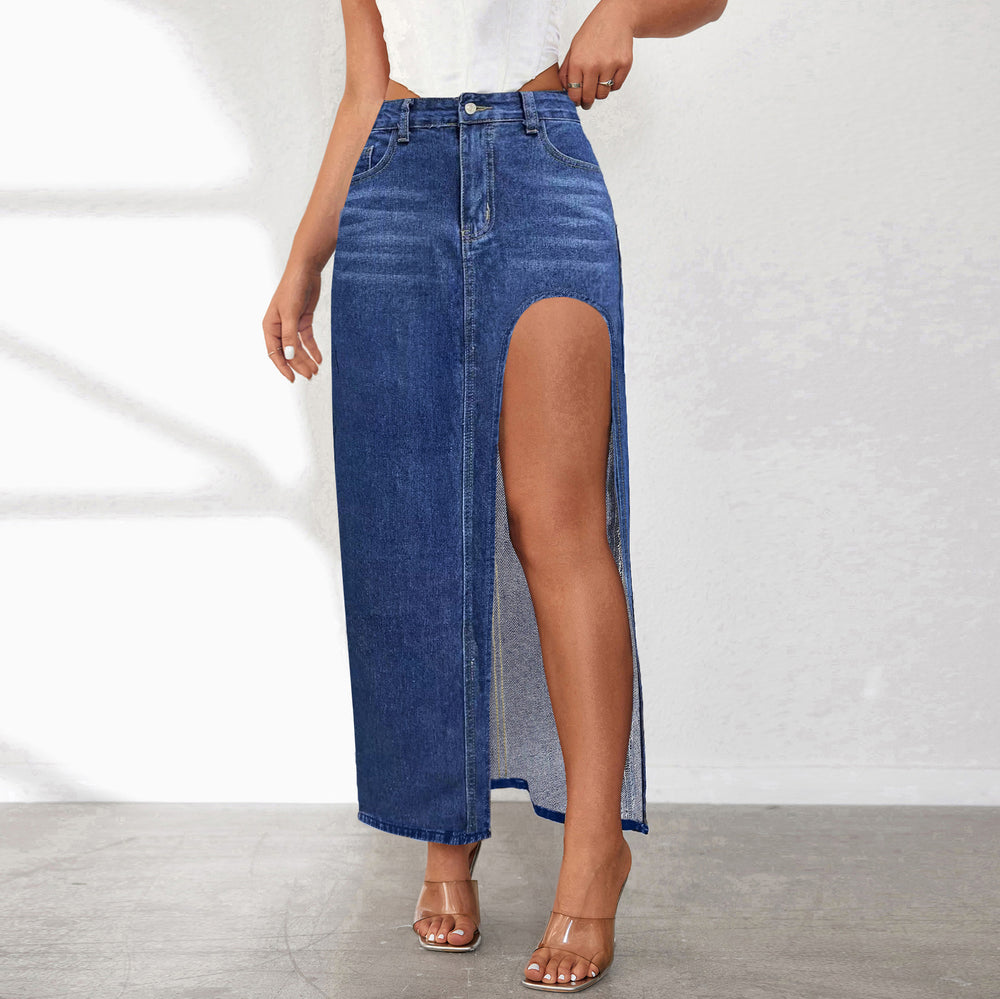 Damen Jeansrock mit hohem Schlitz und lässigem Schnitt R&B