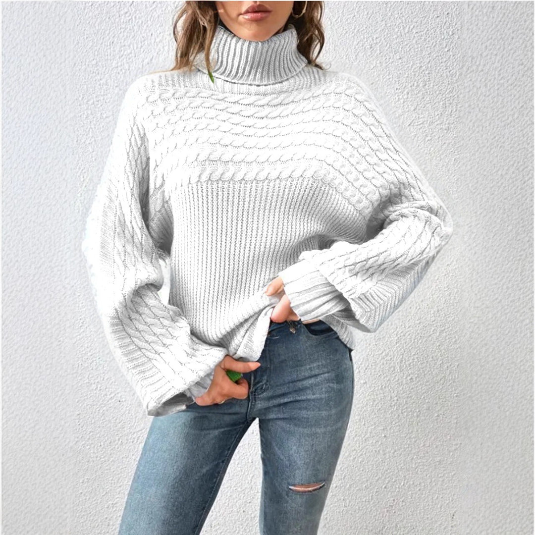 Damen Gemütlicher Rollkragenpullover mit strukturiertem Design R&B