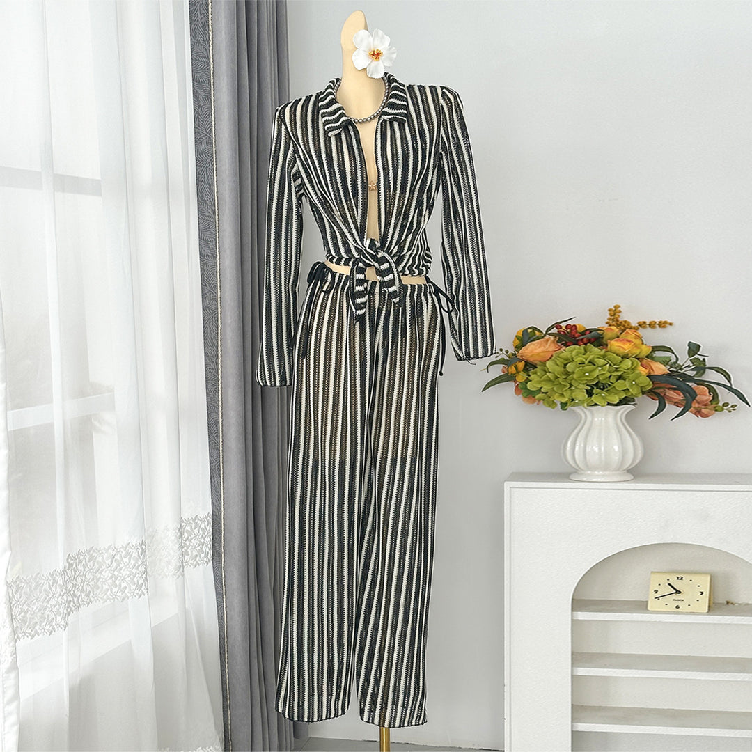Damen Jumpsuit mit modischem Bindegürtel R&B
