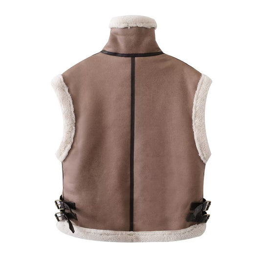 Damen modische Weste mit kuscheligem Innenfutter und eleganten Details R&B