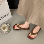 Damen Flip-Flops mit modischem Riemen und funkelndem Dekor EB