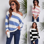 Damen Strickpullover mit dekorativen Streifen und zarten Details R&B