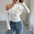 Damen Body mit eleganter Bloom-Applikation und langem Arm R&B