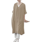 Frauen Langes Knopf-up Maxi Kleid