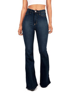 Damen Hoch taillierte Bootcut Jeans im eleganten zeitlosen Stil R&B