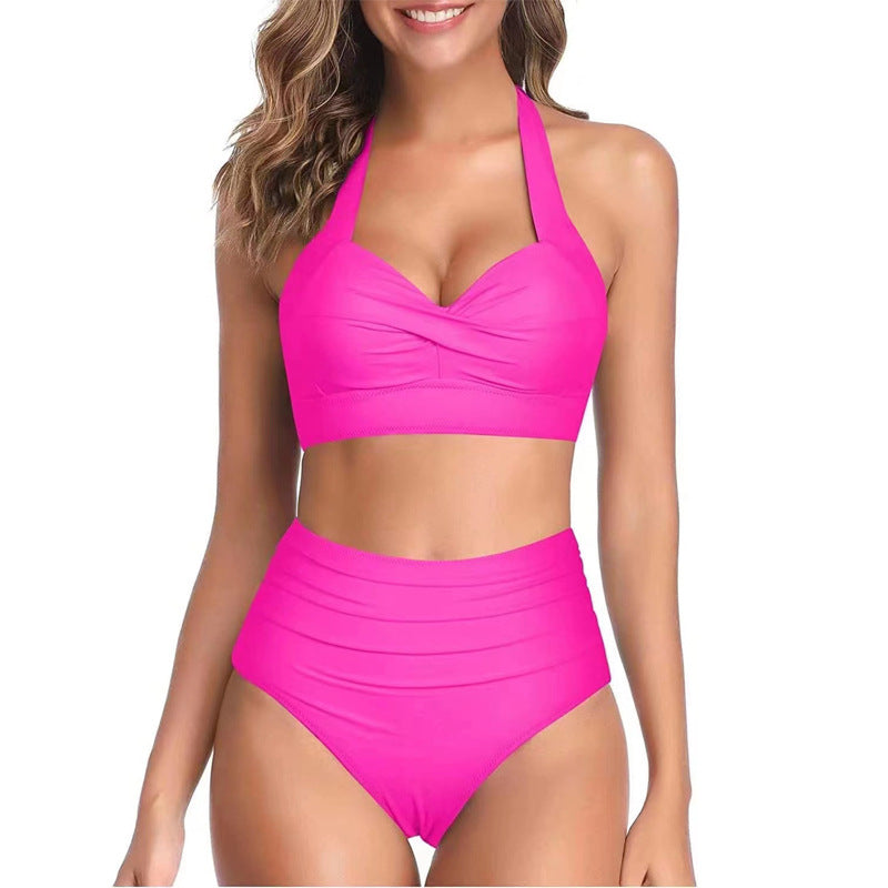 Damen Hochtailliertes Bikini-Set mit elegantem Oberteil und floralem Design R&B