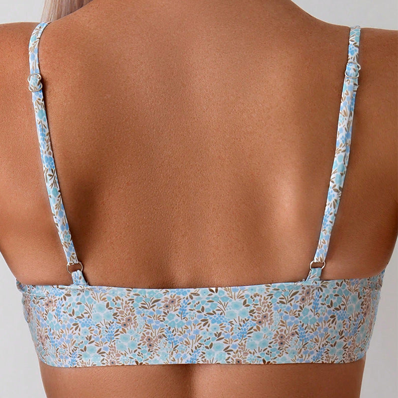 Damen Triangel-Bikini mit romantischem Rüschendetail und floralem Muster R&B