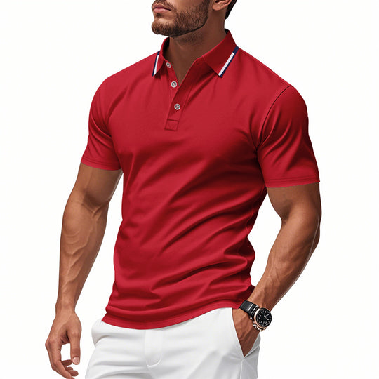 Herren Polo-Shirt mit modernem Kragen und atmungsaktiver Struktur R&B