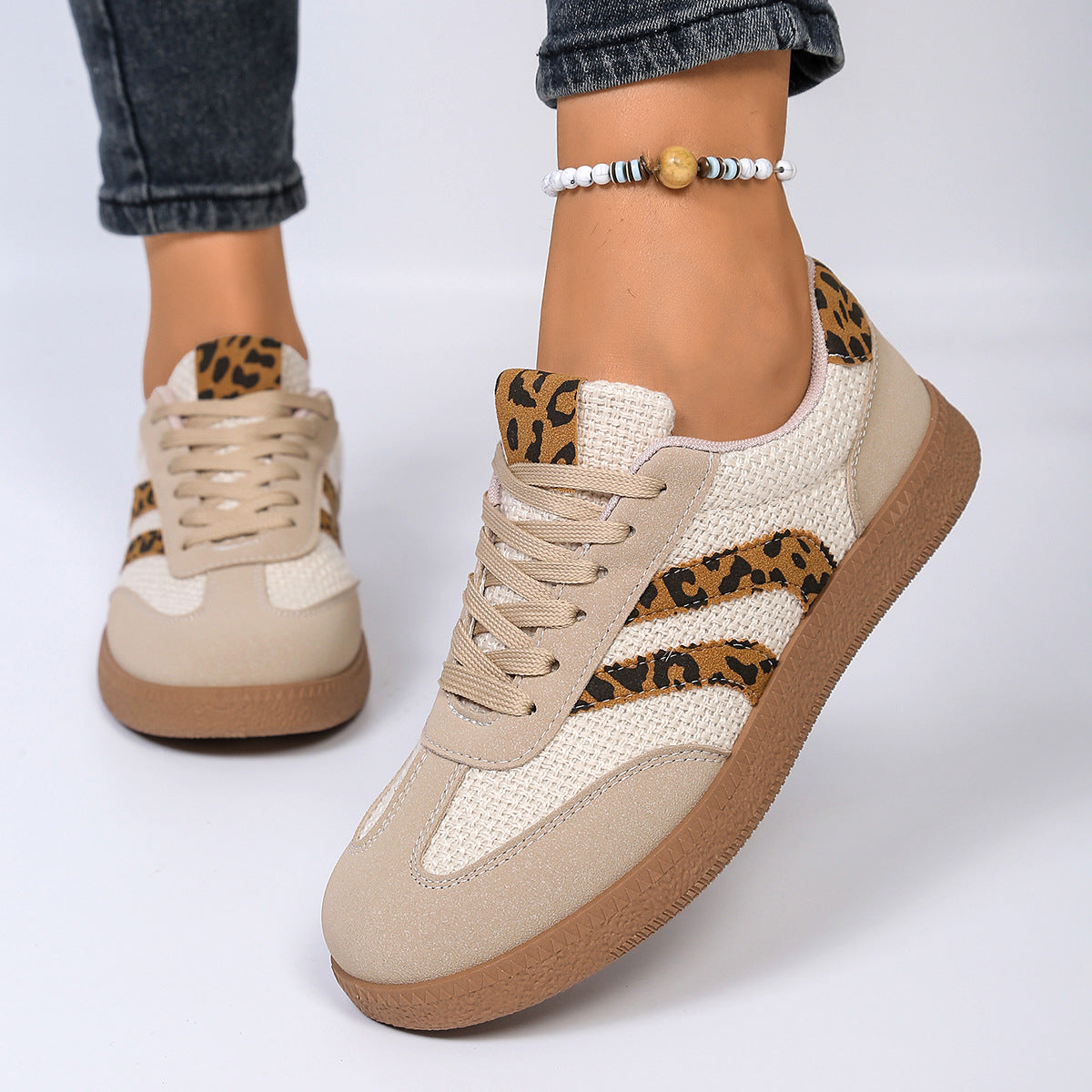 Damen Sneakers mit stylischem Leo-Design und bequemer Dämpfung R&B