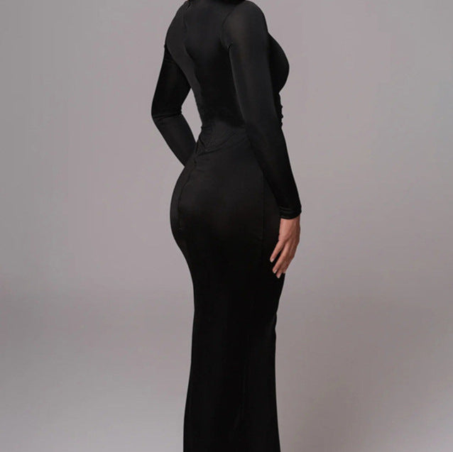 Damen Elegantes Cut-Out Maxikleid mit tiefem V-Ausschnitt und betontem Taillenschnitt R&B
