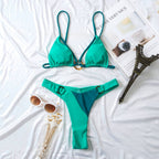 Damen Triangel-Bikini mit modischem Ringdetail R&B