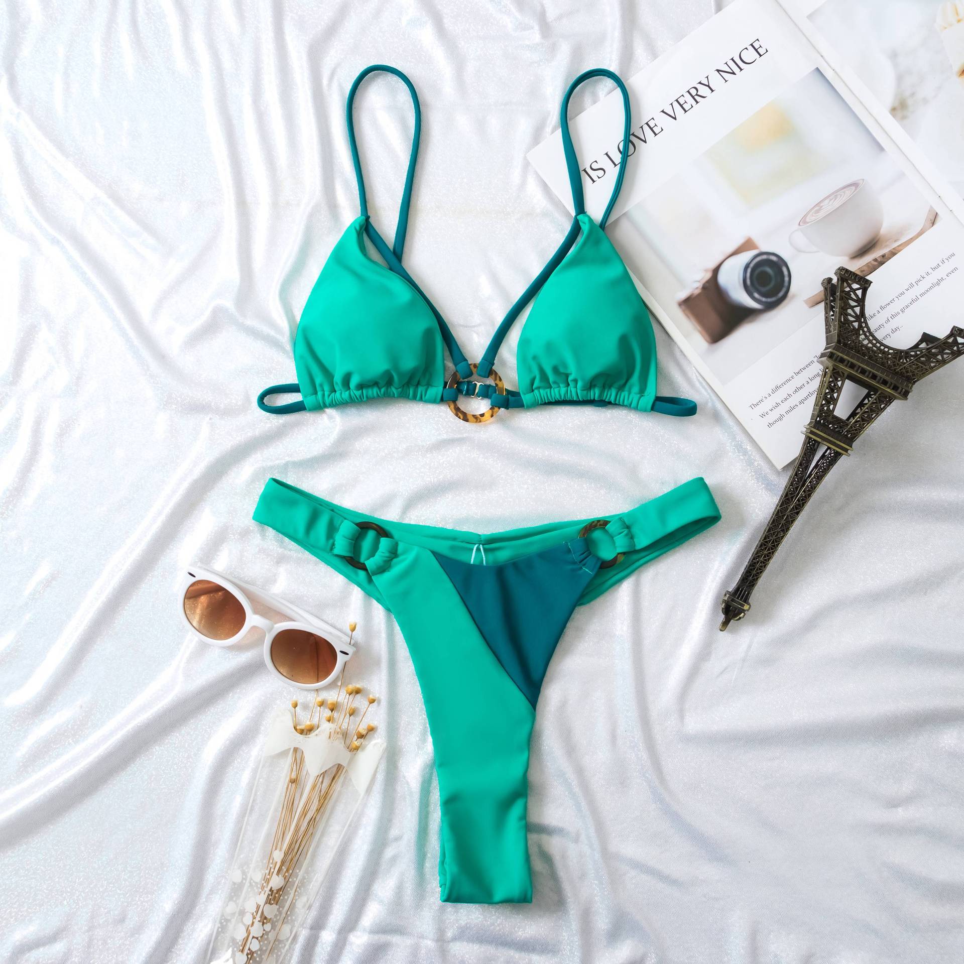Damen Triangel-Bikini mit modischem Ringdetail R&B