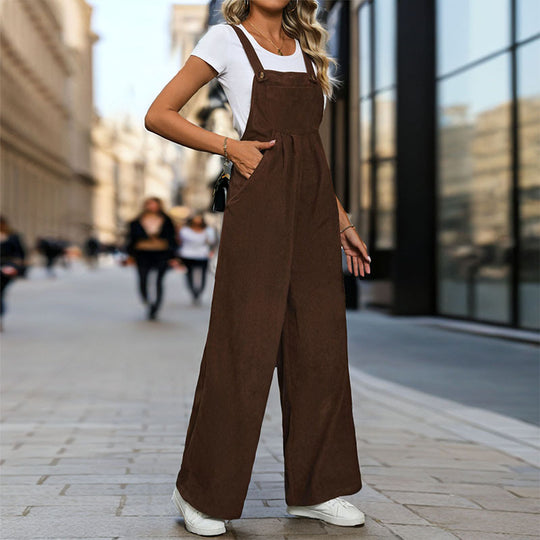 Damen eleganter Latzoverall aus leichter Baumwolle mit komfortablem Schnitt und praktischen Taschen R&B
