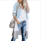 Damen langer Strickmantel mit modernen Farbblock-Details R&B