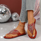 Damen Sandalen mit glitzerndem Blumenmuster und komfortabler Fußbettung R&B